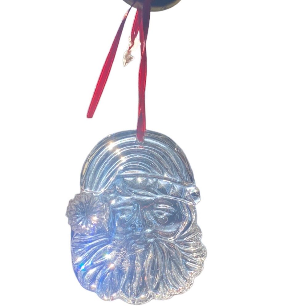 VTG Gorham Hanging Holiday Christmas Ornament Full Lead Crystal Santa Claus Face